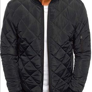 Mens Lightweight Quilted Black Bomber Jacket | Mens Spring Jacket
